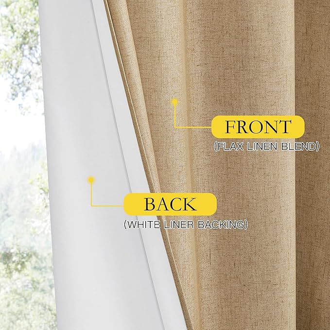 NICETOWN Full Shade Curtain Panels, 62 x 63 inch, Camel, Pair of Energy Smart & Noise Blocking Out Blackout Drapes for Dining Room Window, Thermal Insulated Guest Room Lined Window Dressing
