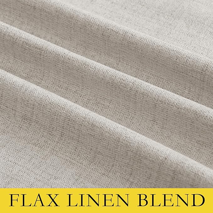 NICETOWN Brich Vintage Open Linen Weave Flax Thermal Curtains, 100% Blackout Curtains 90" Long for Dining Room, Soundproof Window Treatment Drapes for Hall Room, 42" Wide Per Panel, Set of 2