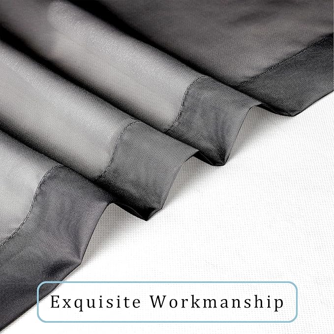 OWENIE Sheer Curtains, Black Sheer Curtains 50 Inch Length 2 Panels Set, Rod Pocket Voile Fimly Sheer Drapes for Living Room Bedroom, 2pcs, Black, Each 42" W x 50" L