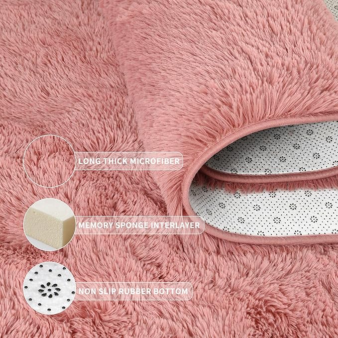 Tepook Area Rugs 9x12 for Living Room, Super Soft Fluffy Rugs for Bedroom, Modern Shaggy Rug Fuzzy Carpets for Kids, Plush Indoor Nursery Home Decor Rug with Non-Slip Bottom, Blush