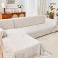 HOMERILLA Sectional Couch Covers for Sectional Sofa L Shaped Sofa Cover Blanket 2 Pieces L Shape Furniture Protector for Pets Dogs (Khaki White, XXX-Large)