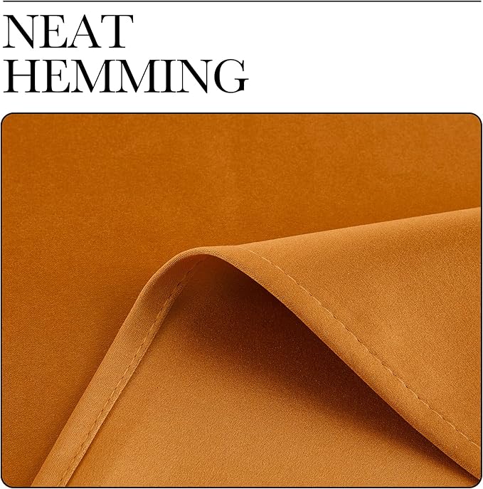 NICETOWN Room Darkening Cafe Satin Curtains for Small Windows, 42" Wide by 84" Long, 2 Panels, Orange, Grommet Privacy Faux Silk Blackout Drapes for Bedroom