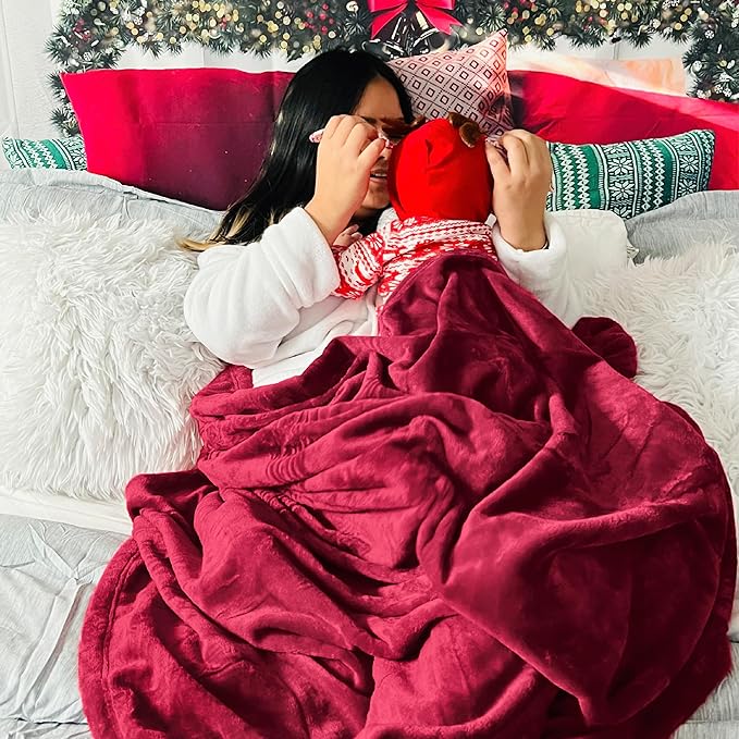 Bedsure GentleSoft Fleece Blanket Twin Size Red - 300GSM Lightweight Plush Fuzzy Cozy Soft Warm Blanket for Bed, Sofa, Couch, Travel, Camping, 60x80 inches