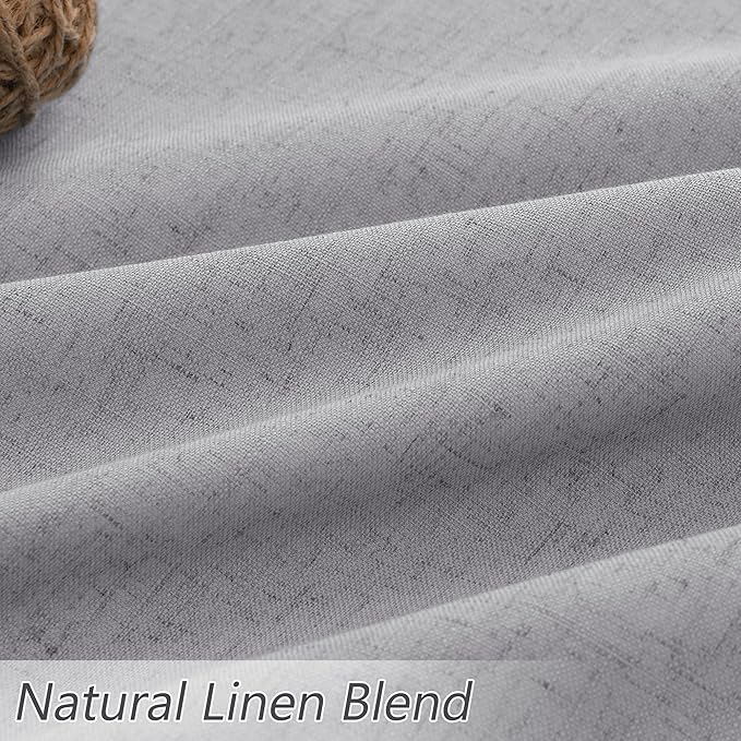 Guken Grey 100% Blackout Curtains 96 Inch Length 2 Panels Set for Living Room Bedroom Back Tab Thermal Insulated Black Out Linen Drapes Room Darkening Window Curtains 96 Inches Long