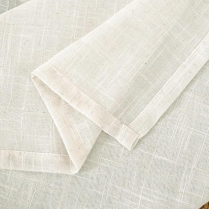 LAMIT Cream Linen Curtains 63 Inch for Bedroom, Ivory Light Filtering Neutral Semi Sheer Window Boho Curtains Back Tab and Rod Pocket Panels for Living Room, 2 Panels, 34 x 63 Inch