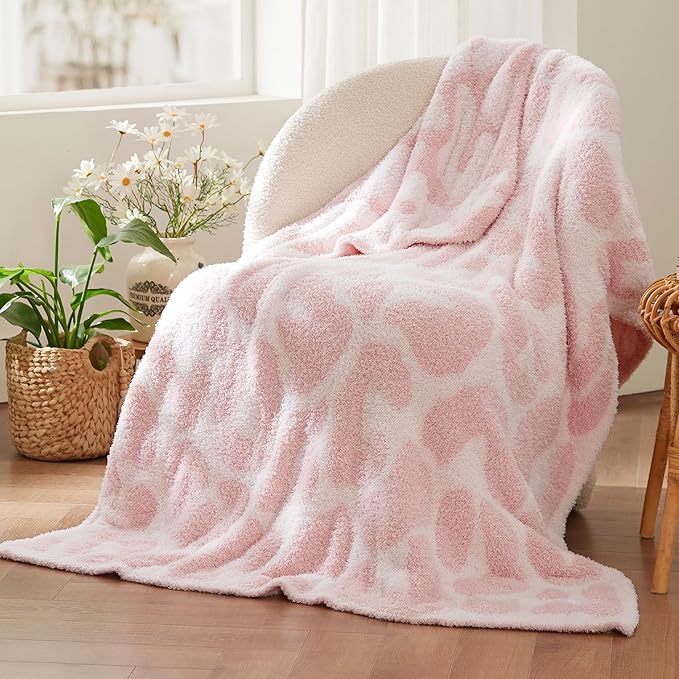 Bedsure Pink Leopard Throw Blanket, Pink Knit Plush Throw Blanket, Gift for Girlfriends Women Friends- Super Soft, GentleSoft Cozy & Warm, Breathable & Lightweight for Bed & Sofa, 50x60 Inches