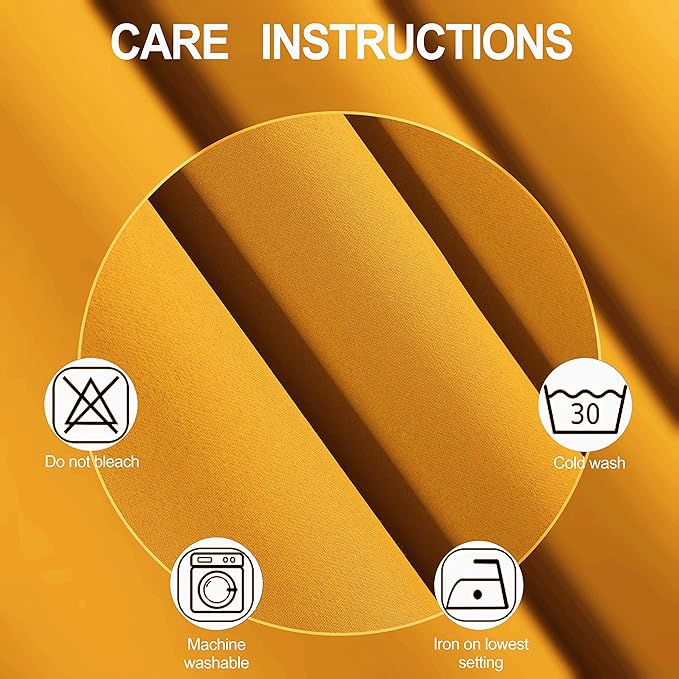 LEMOMO Yellow Blackout Curtains/52 x 45 Inch Length/Set of 2 Panels Grommet Bedroom Curtains for Living Room Curtains