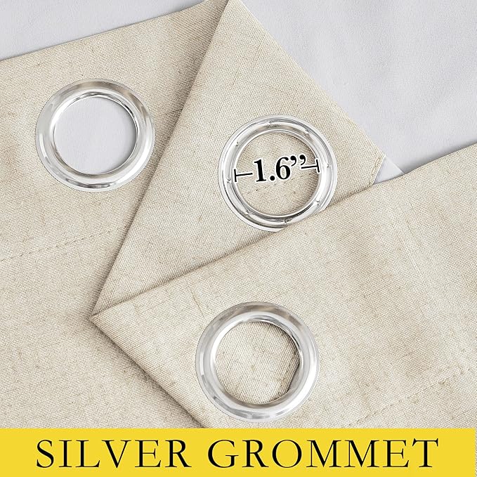 NICETOWN 100% Blackout Linen Texture Curtains 90" Long, Beige, 2 Pcs, Thermal Insulated Full Blackout 2-Layer Lined Drapes, Energy Efficiency Window Draperies for Boy's Room