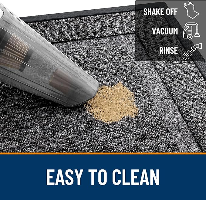 OLANLY Front Door Mat Indoor Outdoor Entrance, Waterproof All-Season, All-Weather Doormat, Sturdy Natural Rubber, Low Profile, Easy Clean Patio Porch Entryway Mat, 71x23, Black and White