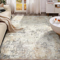 UERMEI 10x14 Area Rug Living Room Rugs - Washable Neutral Modern Abstract Soft Thin Large Rug Indoor Floor No Slip Rug Carpet for Bedroom Under Dining Table Home Office Decor - Golden Grey