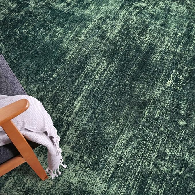 IOHOUZE Abstract Runner Rug 2x8 Ft Washable Runners for Hallways, Non Slip Kitchen Runner Printed Faux Wool Entryway Runner Indoor, Modern Abstract Floor Carpet for Hall Kitchen Bedroom, Dark Green
