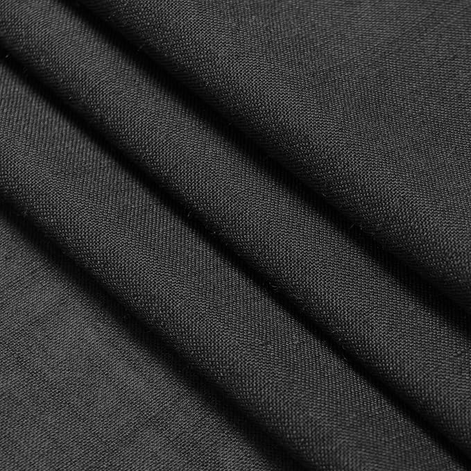 Black Semi Sheer Linen Curtains 72 inch Length for Living Room Back Tab Rod Pocket Modern Long Skinny Curtains Dividing Closet Decor Cotton Textured Gauze Curtain for Laundry Bedroom Office 38x72