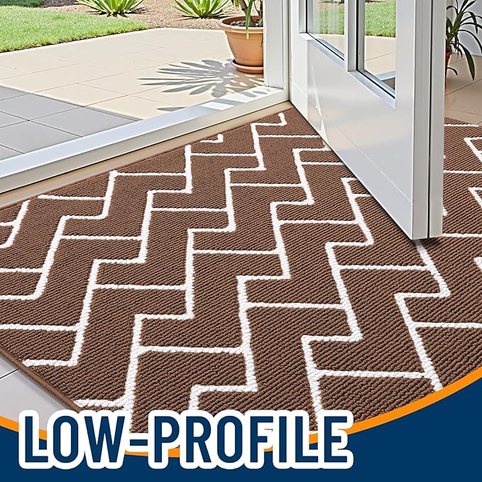 OLANLY Front Door Mat, Non-Slip Rubber Backing, Dirt Resistant and Absorbent, Washable, Easy to Clean Low-Profile Indoor Doormat for Back Door, Entryway, Inside Entrance, 36x24, Coffee