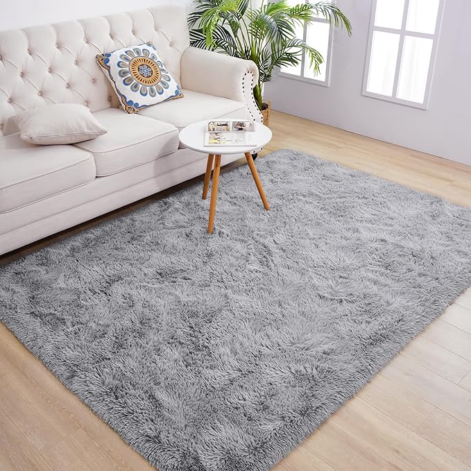 Chicrug Soft Area Rugs for Bedroom Living Room Plush Fluffy Rug 3x5 Feet, Shag Furry Area Rug Carpet Non Shedding for Nursery Children Kids Girls Room Home Decorative, Grey
