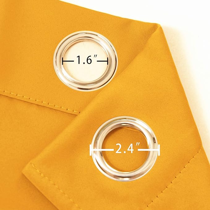 LEMOMO Yellow Thermal Blackout Curtains/42 x 63 Inch/Set of 2 Panels Room Darkening Curtains for Bedroom