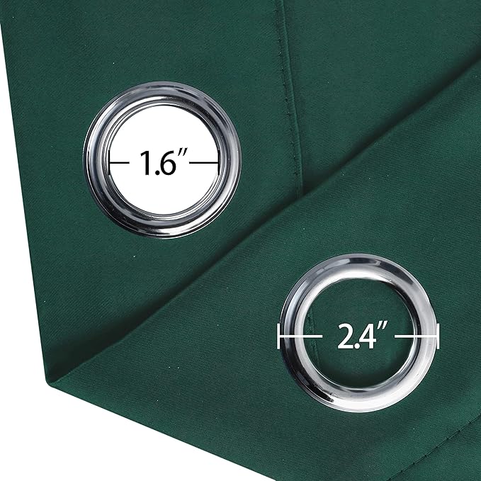 LEMOMO Dark Green Bedroom Blackout Curtains/38 x 54 Inch Long/Set of 2 Curtain Panels/Thermal Insulated Room Darkening Curtains for Bedroom
