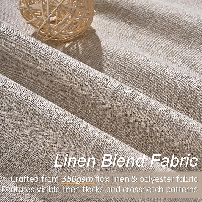 Topfinel Linen Blackout Curtains 63 Inch Long for Livingroom Bedroom 2 Panels Set Room Darkening Curtains 63 Inches Length Drapes for 64" Window Energy Saving Noise Reducing Nursery (52" W x 63" L)