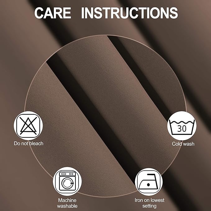 LEMOMO Chocolate Brown Thermal Blackout Curtains/42 x 72 Inch/Set of 2 Panels Room Darkening Curtains for Bedroom