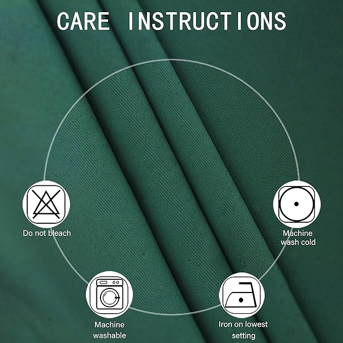 LEMOMO Dark Green Bedroom Blackout Curtains/38 x 63 Inch Long/Set of 2 Curtain Panels/Thermal Insulated Room Darkening Curtains for Bedroom