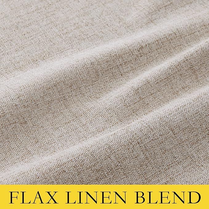NICETOWN Oatmeal Vintage Open Linen Weave Flax Thermal Curtains, 100% Blackout Curtains 84" Long for Dining Room, Soundproof Window Treatment Drapes for Dining Room, 62" Wide Per Panel, Set of 2