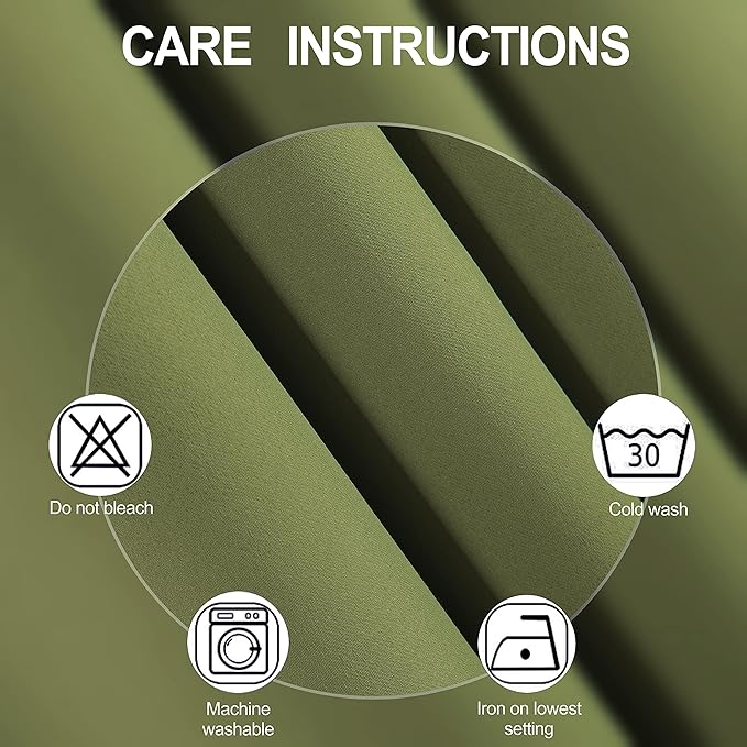 LEMOMO Olive Green Blackout Curtains 42 x 63 Inch Length/Set of 2 Curtain Panels/Thermal Insulated Room Darkening Blackout Curtains for Bedroom