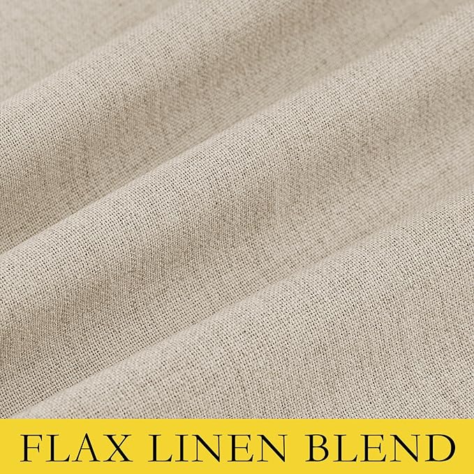 NICETOWN Cream Bedroom Full Blackout Linen Curtain Panels Set of 2, 52" by 72", Thick Insulated Classic Grommet Blackout Draperies with White Thermal Insulated Liner for Windows