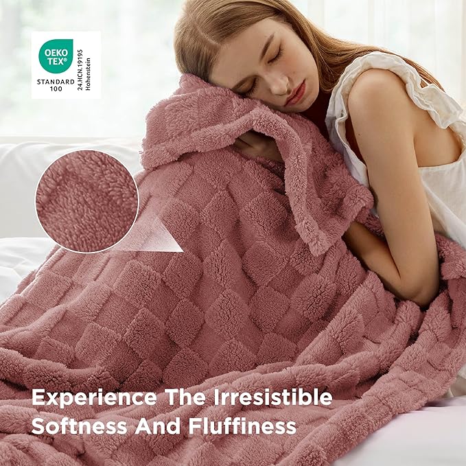 Bedsure GentleSoft Twin Blanket for Bed Dusty Pink - Super Soft Cozy Blankets for Women Kids Girls, Cute Fuzzy Fleece Throws for Bedroom Couch, 60x80 Inches