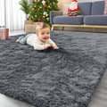 OLANLY 4x8 Area Rugs for Living Room Bedroom, Machine Washable Soft Fluffy Shaggy Bedside Rug, Indoor Floor Carpet for Kids Girls and Boys, Dorms, Nursery Rooms, Home Decor Aesthetic, Grey