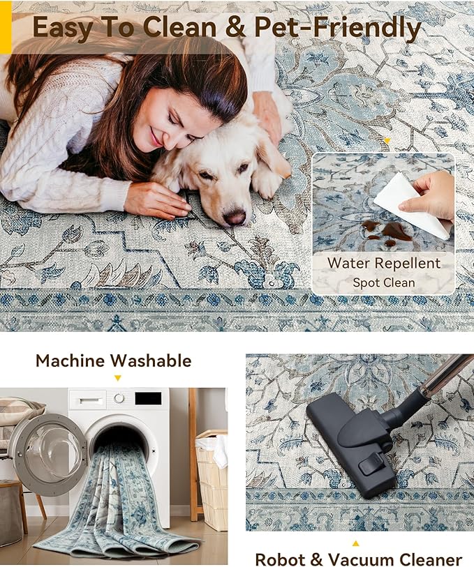 Area Rugs 2'x3' Kitchen Rugs Entry Rug Small Rugs for Entryway Kitchen Bathroom Door Mat Indoor Entrance,Washable Non Slip, Light Blue Navy Beige Gray White