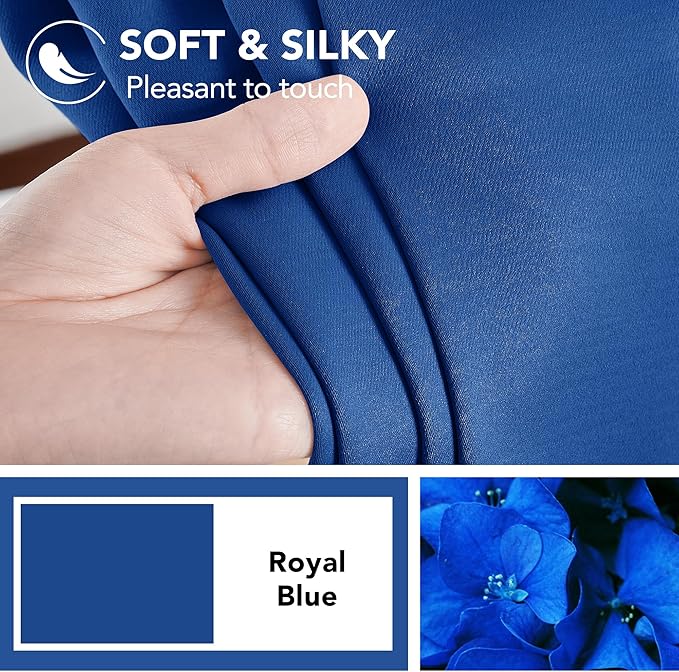 Deconovo Blackout Curtains, Thermal Insulated, W52 x L84 2 Panels, Back Tab, Machine Washable, Room-Darkening Drapes for Bedroom/Living Room Royal Blue