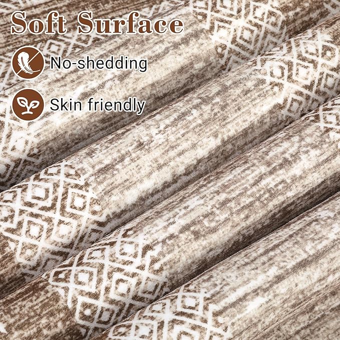 GarveeHome 2x6 Modern Bordered Runner Rug Soft Non Slip Runner Washable Non Shedding Floor Carpet, Distressed Geometric Hallway Runner, Indoor Printed Runner for Kitchen, Entrance, Brown