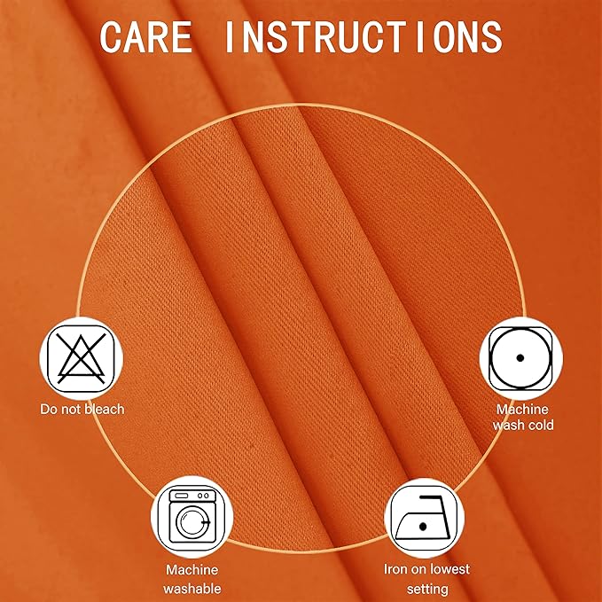 LEMOMO Blackout Curtains 66 x 95 inch/Orange Curtains Set of 2 Panels/Thermal Insulated Room Darkening Bedroom Curtains
