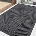 Smiry Front Door Mat Outside Entrance, Heavy Duty Sturdy Natural Rubber Doormat, Trap Dirt and Moisture, Easy Clean Low Profile Mats for Indoor Outdoor Entry, Irregular Triangle (29.5x17, Light Grey)
