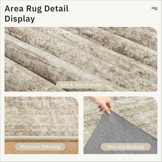 Hallway Runner Rug 3x18 - Kitchen Rugs 18ft Washable Entryway Rug Vintage Kitchen Runners Non Slip Farmhouse Indoor Carpet Runner for Living Room Bedroom, Brown