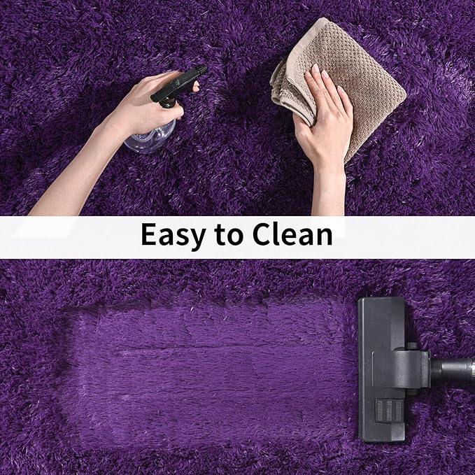 Soft Runner Rugs for Bedroom Hallways, 2x4 Purple Fluffy Shag Throw Area Rug Non Slip for Bedside Dorm, Long Shaggy Furry Carpet for Nursery Living Room