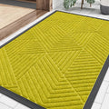 Smiry Front Door Mat Outside Entrance, Heavy Duty Sturdy Natural Rubber Doormat, Trap Dirt and Moisture, Easy Clean Low Profile Mats for Indoor Outdoor Entry, Irregular Triangle (29.5x17, MST-Yellow)