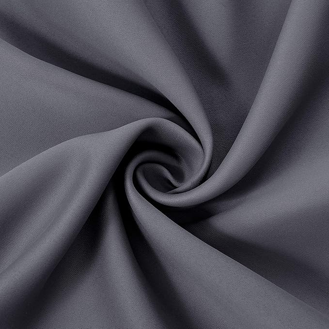 LEMOMO Grey Blackout Curtains 52 x 63 Inch/Gray Curtains Set of 2 Panels/Room Darkening Curtains for Bedroom Thermal Insulated Drape