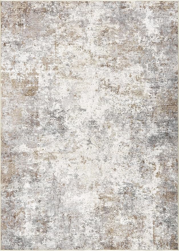 UERMEI 9x13 Area Rug Living Room Rugs Thickened - Washable Neutral Modern Abstract Soft Rug Indoor Floor No Slip Rug Carpet for Bedroom Under Dining Table Home Office Decor - Brown Grey